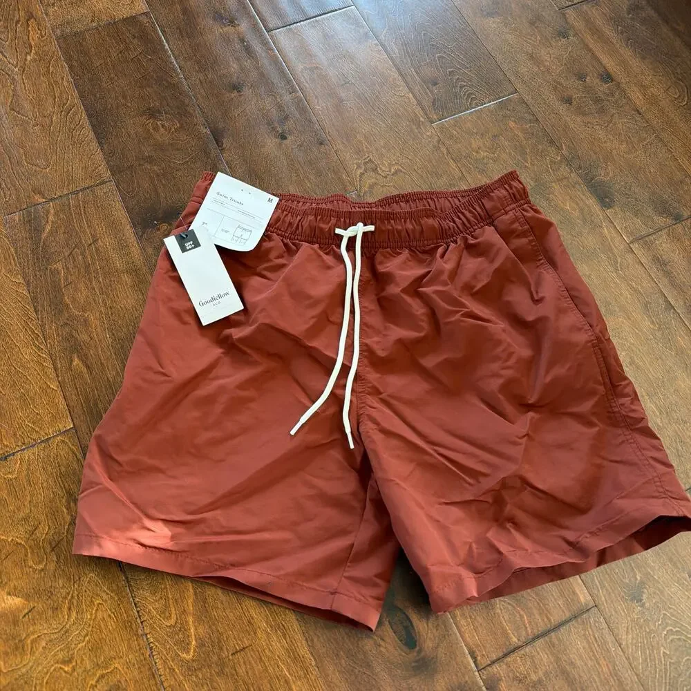 Goodfellow Mens Swim Trunks Brown Red NEW‎ Size Medium 7